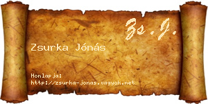 Zsurka Jónás névjegykártya